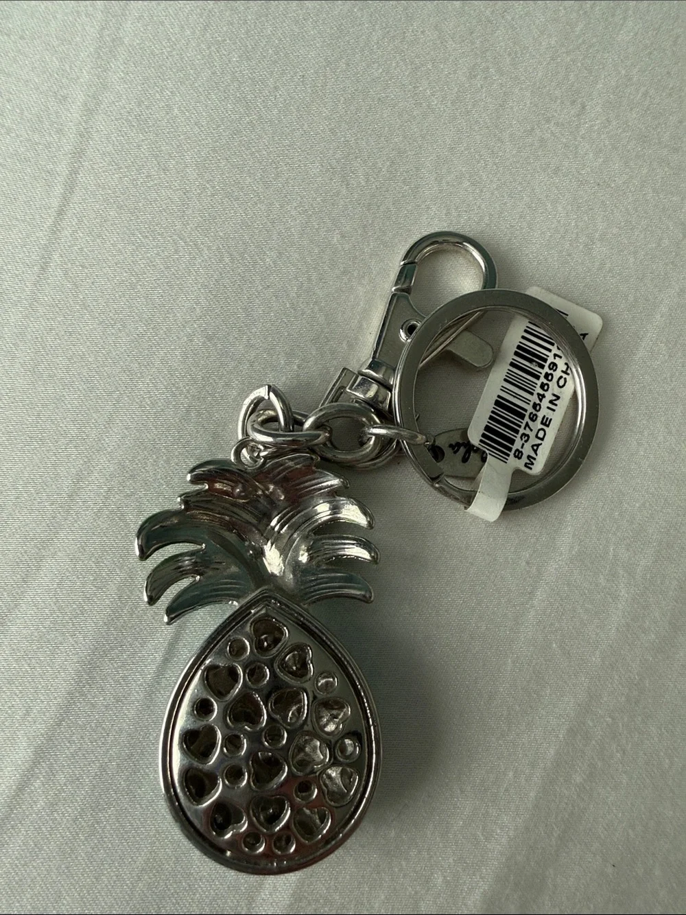 Rhinestone Pineapple Phone Charm Keychain - Green & Teal